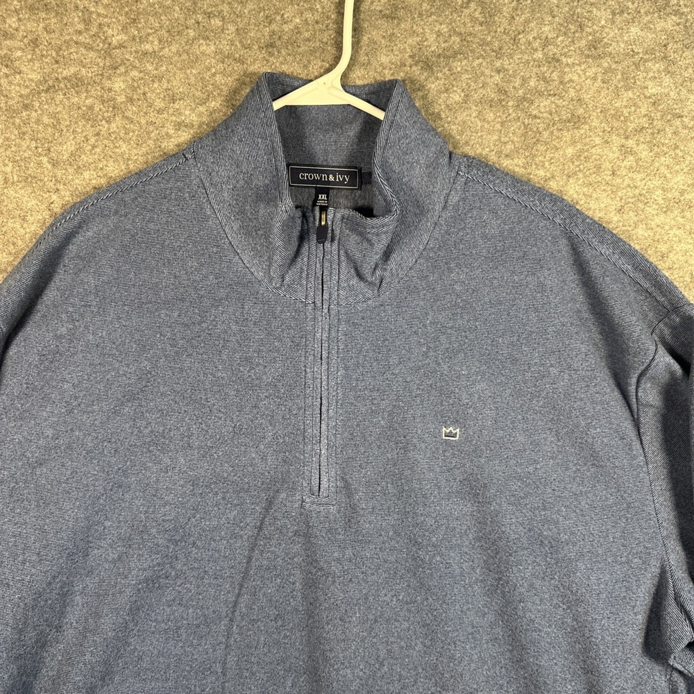 Crown & Ivy‎ Mens 1/4 Zip Long Sleeve Pullover Blue Mock Neck Golf SZ XXL NWT